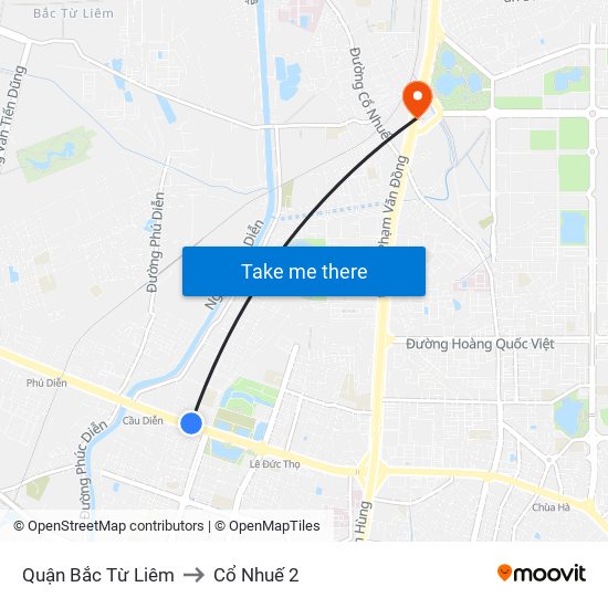 Quận Bắc Từ Liêm to Cổ Nhuế 2 map