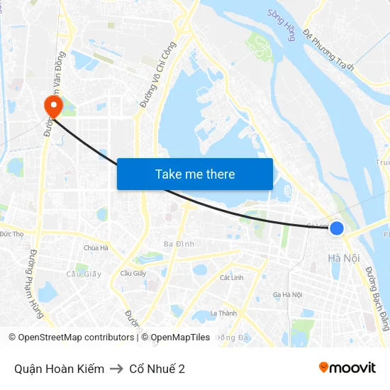 Quận Hoàn Kiếm to Cổ Nhuế 2 map