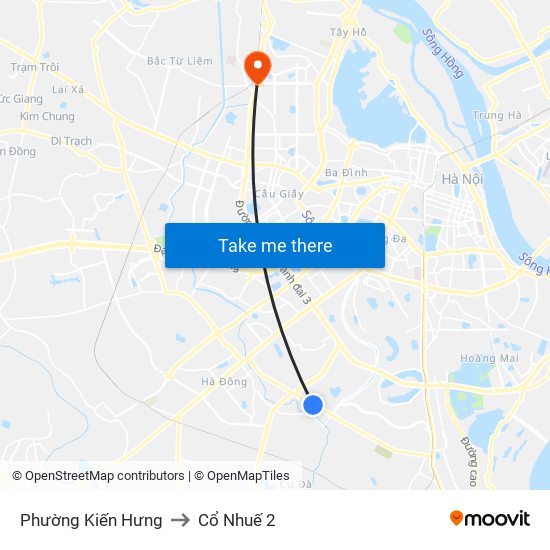 Phường Kiến Hưng to Cổ Nhuế 2 map