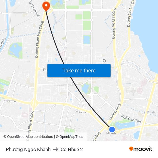 Phường Ngọc Khánh to Cổ Nhuế 2 map