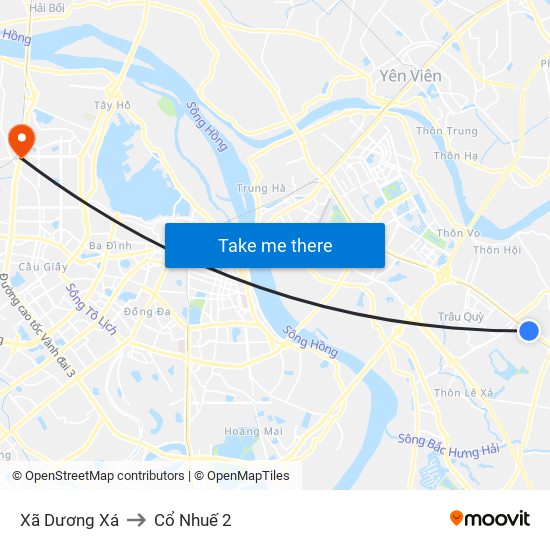 Xã Dương Xá to Cổ Nhuế 2 map