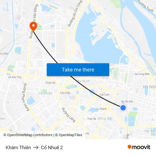 Khâm Thiên to Cổ Nhuế 2 map