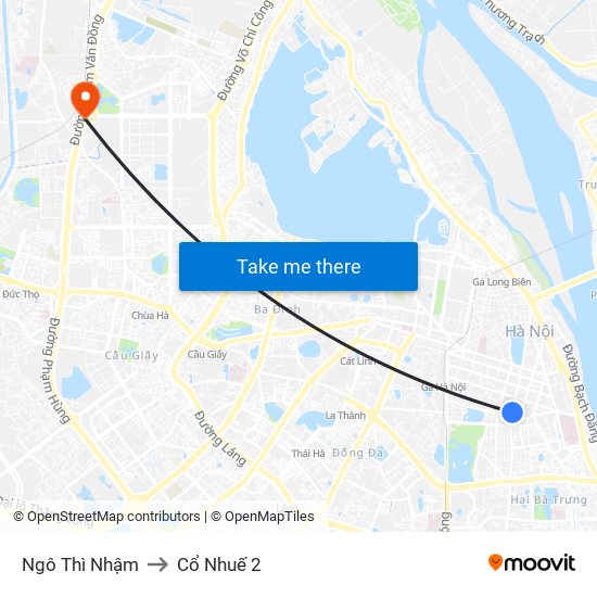 Ngô Thì Nhậm to Cổ Nhuế 2 map