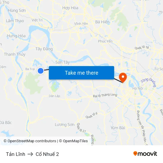 Tản Lĩnh to Cổ Nhuế 2 map