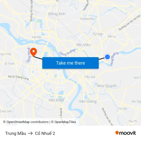 Trung Mầu to Cổ Nhuế 2 map