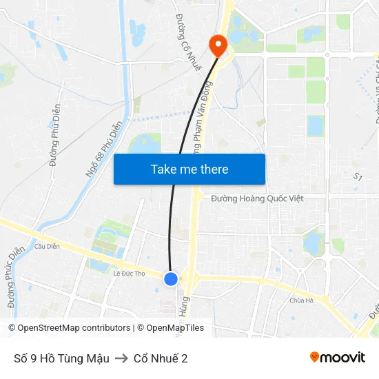 Số 9 Hồ Tùng Mậu to Cổ Nhuế 2 map