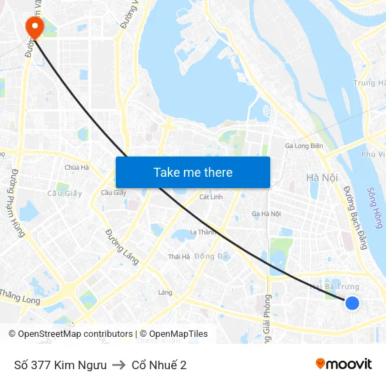 Số 377 Kim Ngưu to Cổ Nhuế 2 map