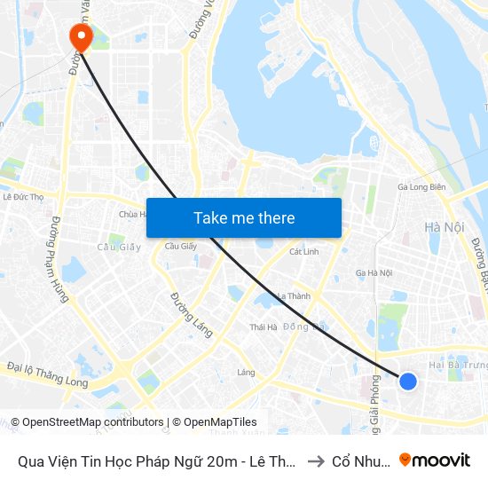 Qua Viện Tin Học Pháp Ngữ 20m - Lê Thanh Nghị to Cổ Nhuế 2 map