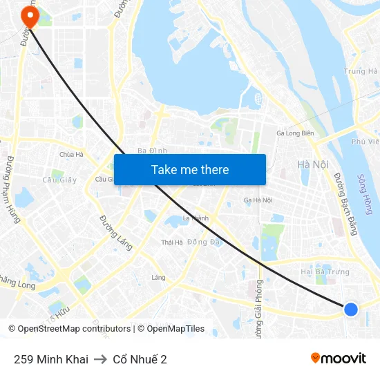 259 Minh Khai to Cổ Nhuế 2 map