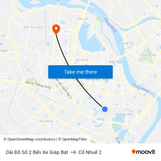 Dải Đỗ Số 2 Bến Xe Giáp Bát to Cổ Nhuế 2 map