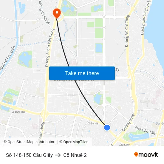 Số 148-150 Cầu Giấy to Cổ Nhuế 2 map