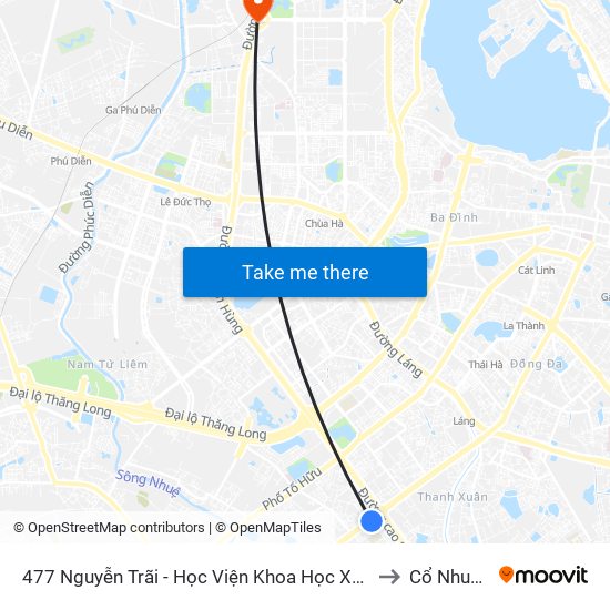 477 Nguyễn Trãi - Học Viện Khoa Học Xã Hội to Cổ Nhuế 2 map