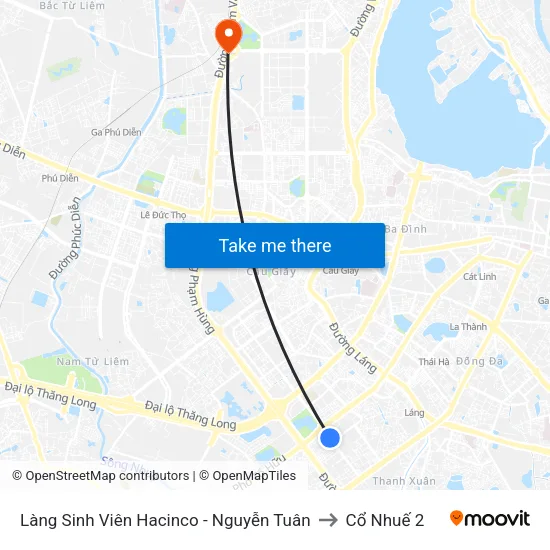 Làng Sinh Viên Hacinco - Nguyễn Tuân to Cổ Nhuế 2 map