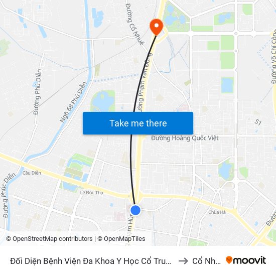 Đối Diện Bệnh Viện Đa Khoa Y Học Cổ Truyền - Phạm Hùng to Cổ Nhuế 2 map