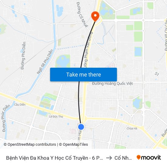 Bệnh Viện Đa Khoa Y Học Cổ Truyền - 6 Phạm Hùng to Cổ Nhuế 2 map