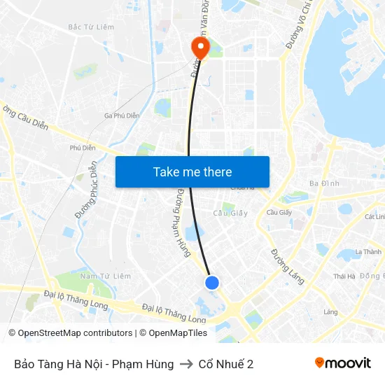 Bảo Tàng Hà Nội - Phạm Hùng to Cổ Nhuế 2 map