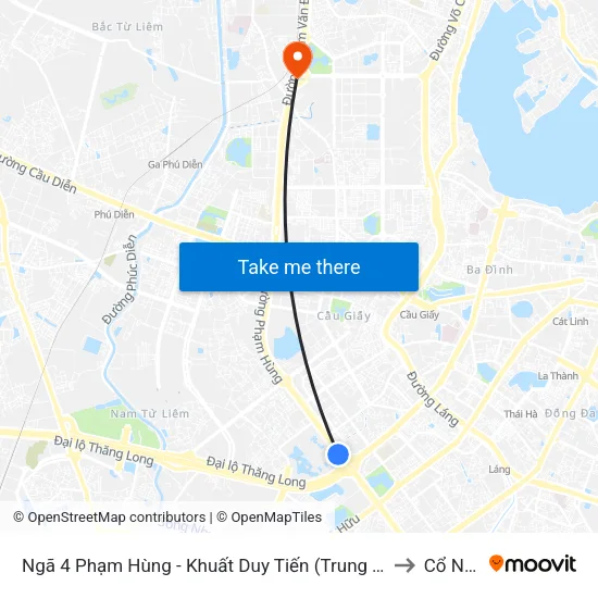 Ngã 4 Phạm Hùng - Khuất Duy Tiến (Trung Tâm Hội Nghị Quốc Gia) to Cổ Nhuế 2 map