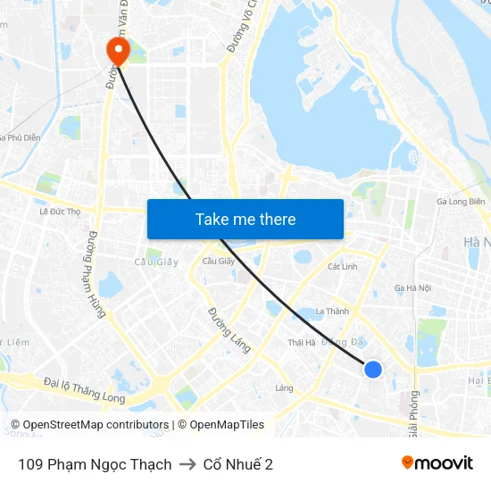 109 Phạm Ngọc Thạch to Cổ Nhuế 2 map