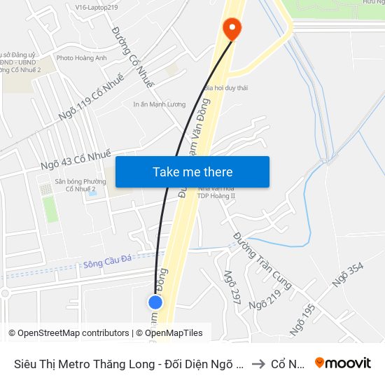 Siêu Thị Metro Thăng Long - Đối Diện Ngõ 599 Phạm Văn Đồng to Cổ Nhuế 2 map