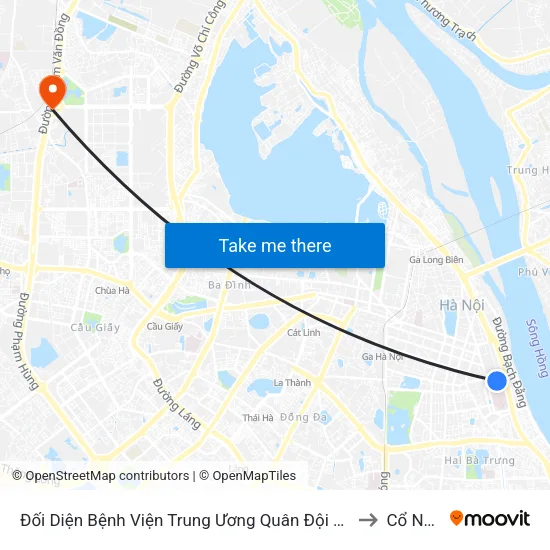 Đối Diện Bệnh Viện Trung Ương Quân Đội 108 - Trần Hưng Đạo to Cổ Nhuế 2 map