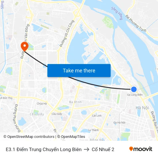 E3.1 Điểm Trung Chuyển Long Biên to Cổ Nhuế 2 map