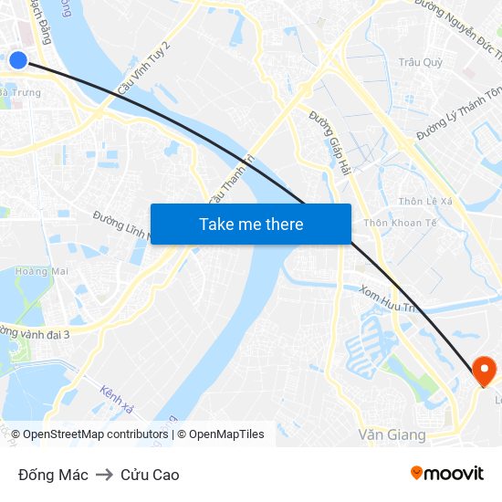 Đống Mác to Cửu Cao map