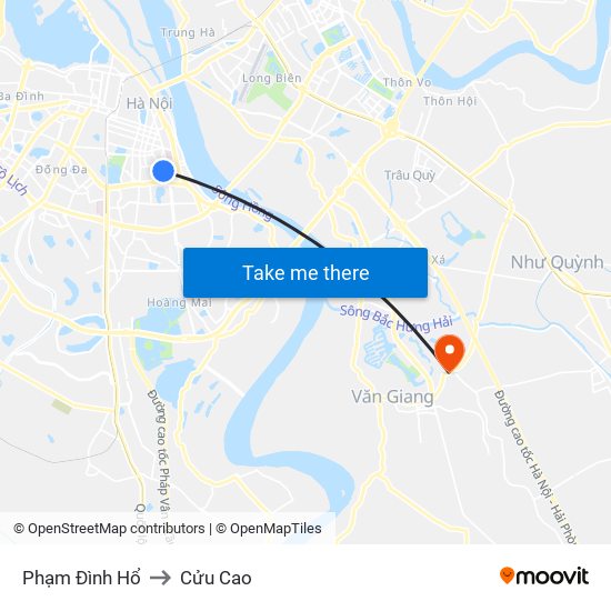 Phạm Đình Hổ to Cửu Cao map