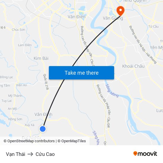 Vạn Thái to Cửu Cao map