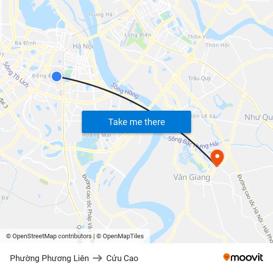 Phường Phương Liên to Cửu Cao map