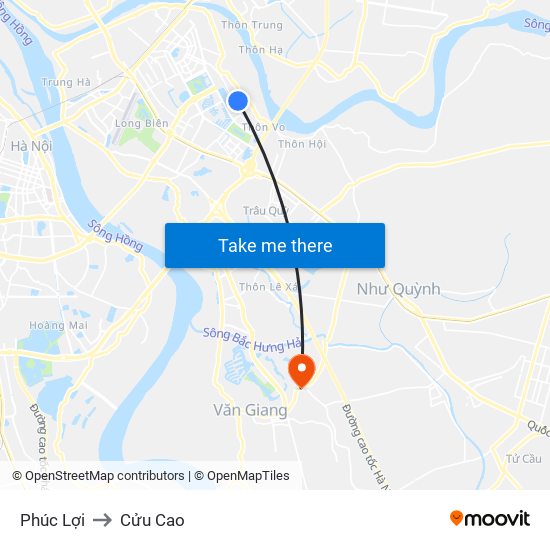 Phúc Lợi to Cửu Cao map