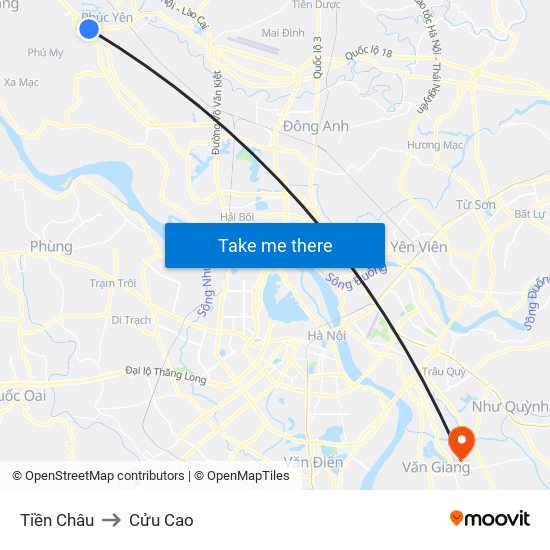 Tiền Châu to Cửu Cao map