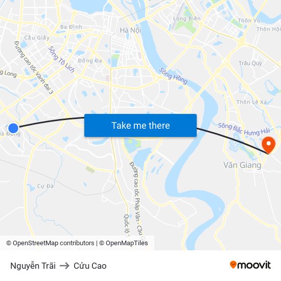Nguyễn Trãi to Cửu Cao map