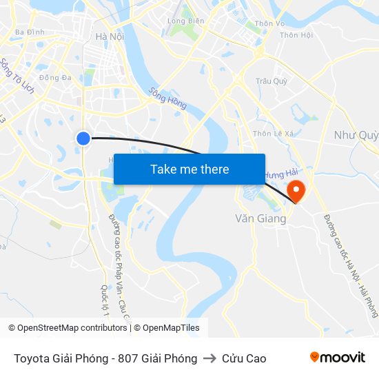 Toyota Giải Phóng - 807 Giải Phóng to Cửu Cao map