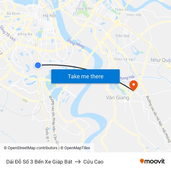 Dải Đỗ Số 3 Bến Xe Giáp Bát to Cửu Cao map