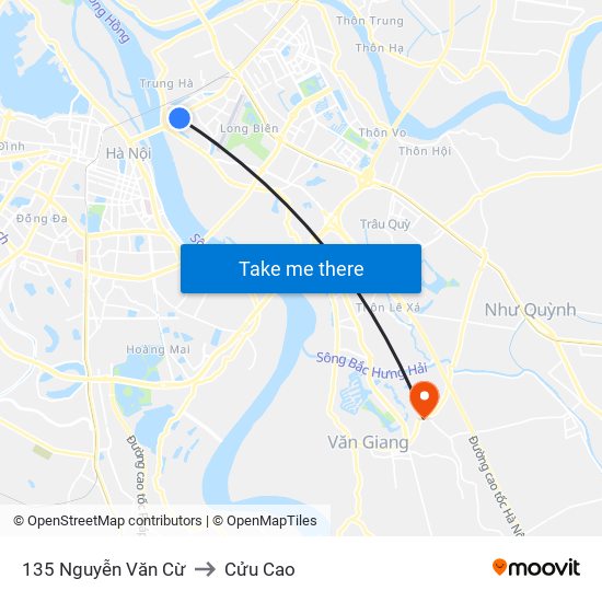 135 Nguyễn Văn Cừ to Cửu Cao map