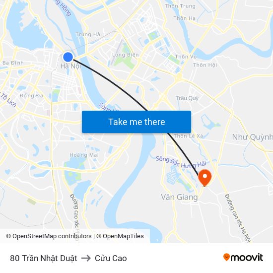 80 Trần Nhật Duật to Cửu Cao map