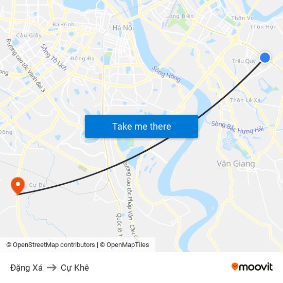 Đặng Xá to Cự Khê map