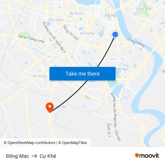 Đống Mác to Cự Khê map