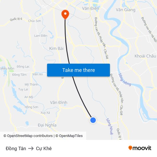 Đồng Tân to Cự Khê map