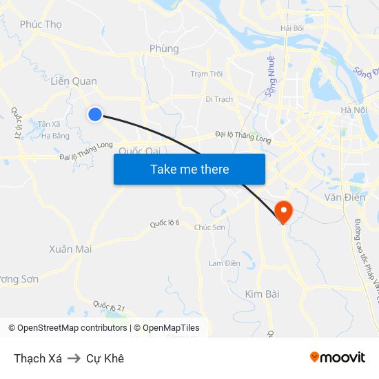 Thạch Xá to Cự Khê map