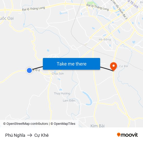 Phú Nghĩa to Cự Khê map