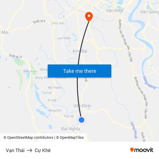 Vạn Thái to Cự Khê map