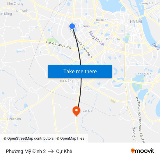 Phường Mỹ Đình 2 to Cự Khê map