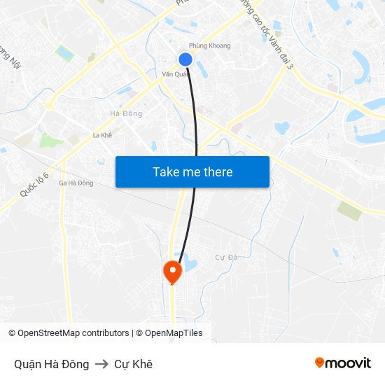 Quận Hà Đông to Cự Khê map