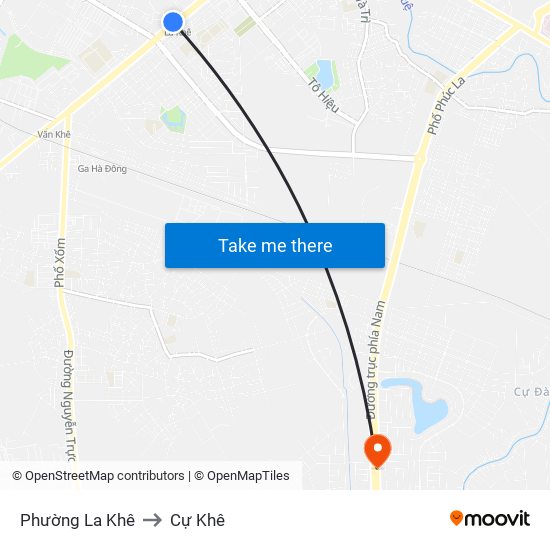 Phường La Khê to Cự Khê map