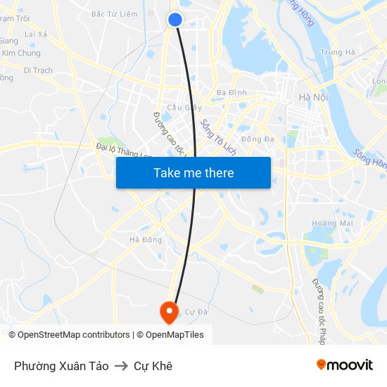 Phường Xuân Tảo to Cự Khê map