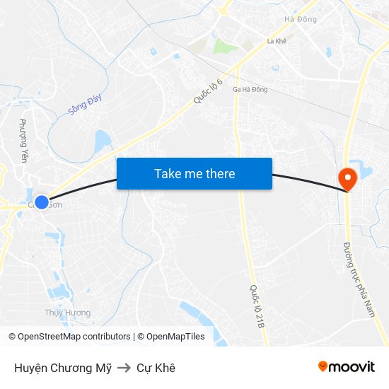 Huyện Chương Mỹ to Cự Khê map