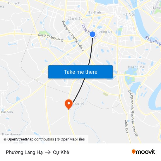 Phường Láng Hạ to Cự Khê map