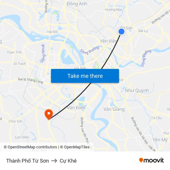 Thành Phố Từ Sơn to Cự Khê map