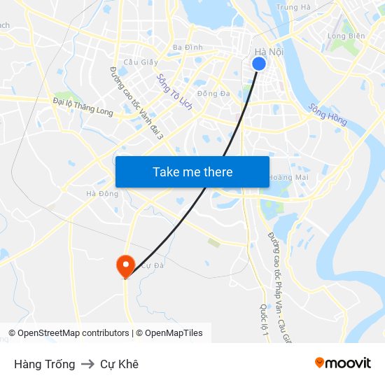 Hàng Trống to Cự Khê map